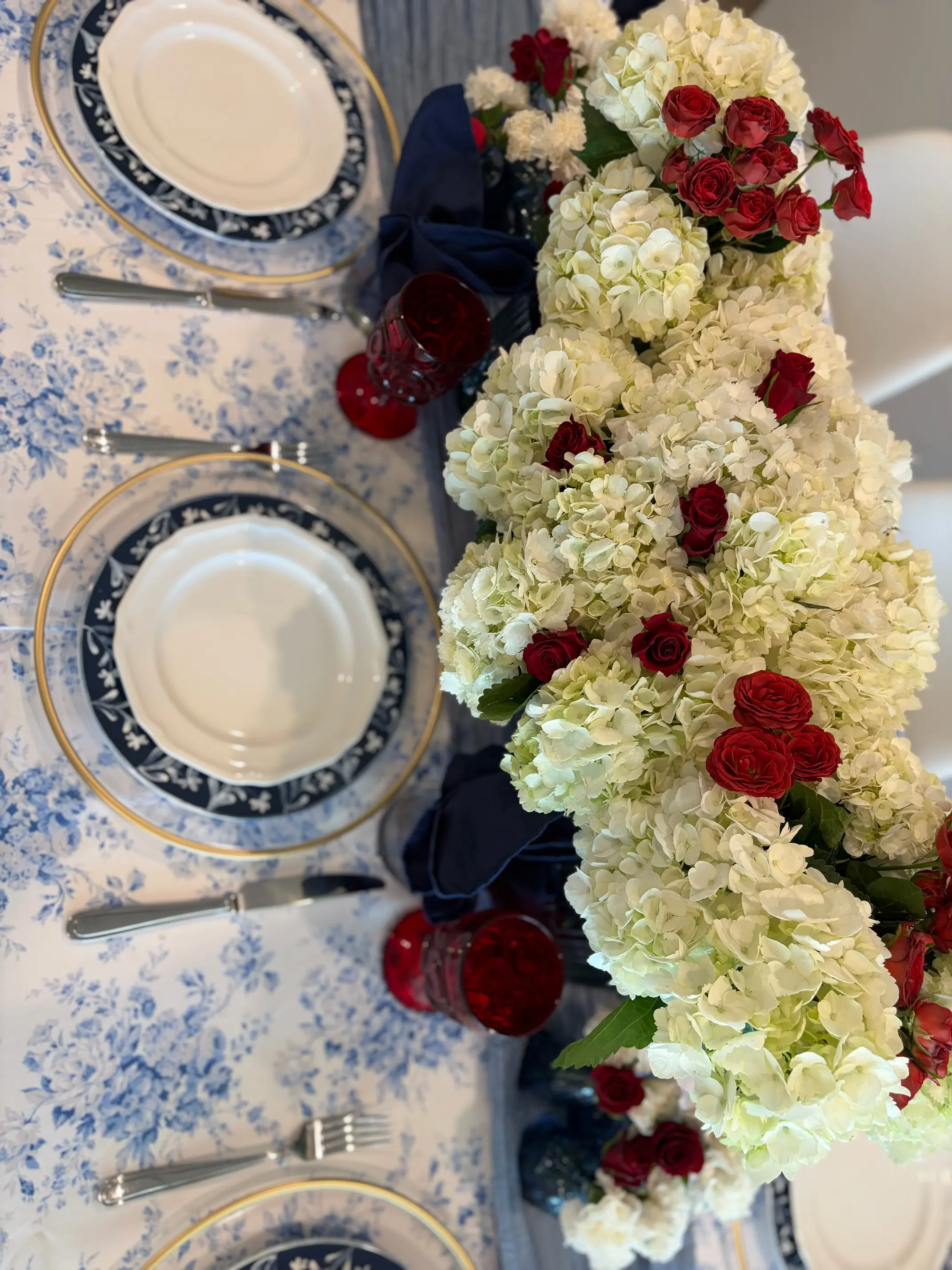 Red white and blue floral styling for a West Palm Beach celebration